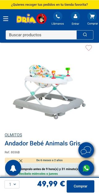 Andador Bebé Olmitos Animals Gris