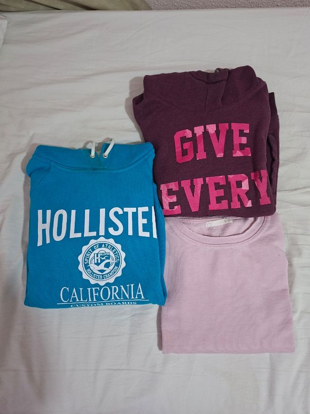 3 Sudaderas Hollister - Azul, Morado