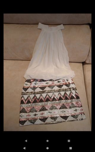 Vestido gasa y lentejuelas multicolor