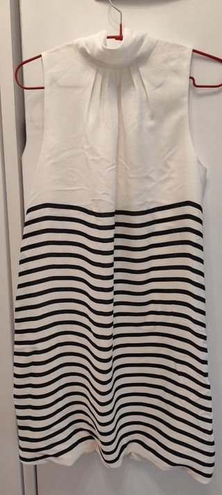 Vestido Zara blanco y azul marino