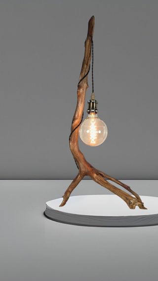 Lámpara de mesa o pie artesanal de madera