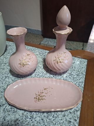 Juego tocador vintage rosa