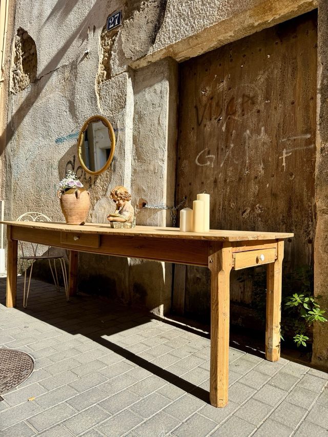 Gran Mesa antigua rústica de masía  - 232x82