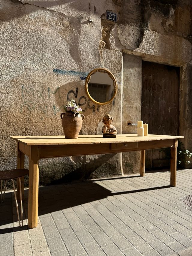 Gran Mesa antigua rústica de masía  - 232x82