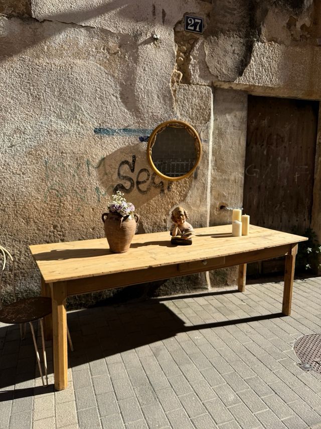 Gran Mesa antigua rústica de masía  - 232x82