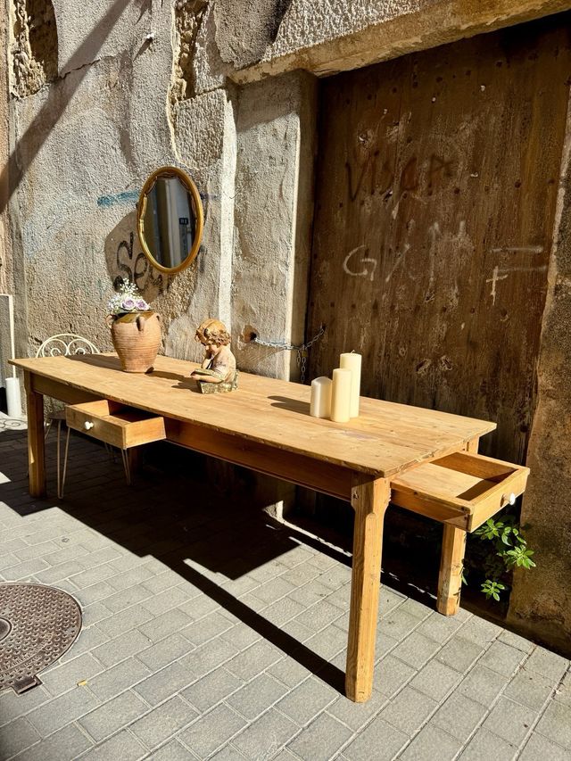 Gran Mesa antigua rústica de masía  - 232x82