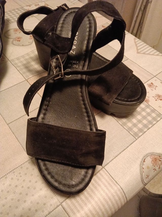 Zuecos cuña mujer negros - talla 39