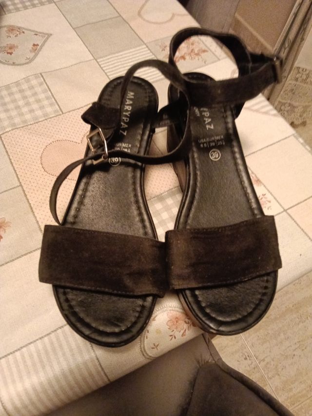 Zuecos cuña mujer negros - talla 39