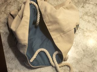 Borsa mare beige e blu