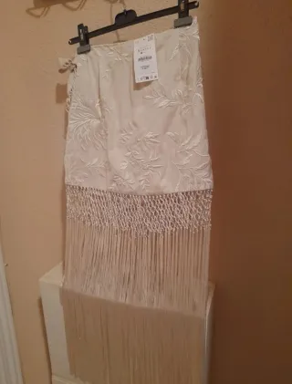 Falda Bordada con flecos S/M