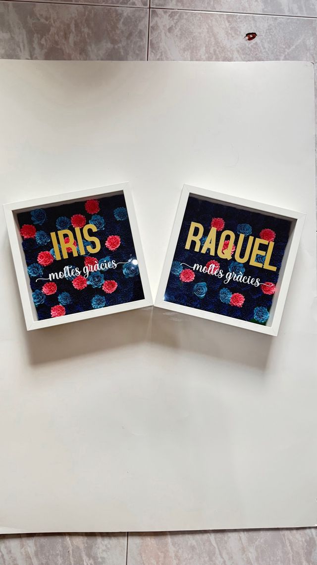 Cuadro flores papel hecho a mano