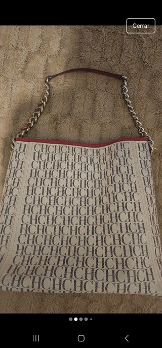 Bolso Carolina Herrera Beige-Rojo