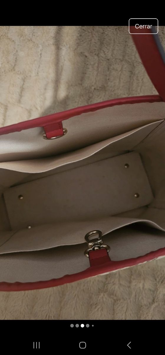 Bolso Carolina Herrera Beige-Rojo