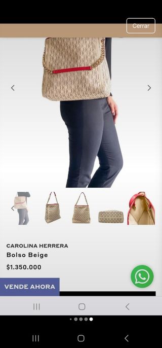 Bolso Carolina Herrera Beige-Rojo