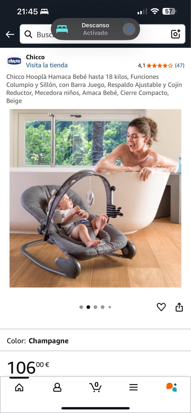 Hamaca Bebé Chicco Hooplà - 18kg