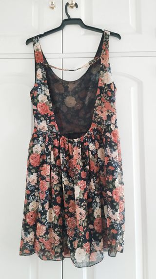 Vestido floral - Negro y multicolor