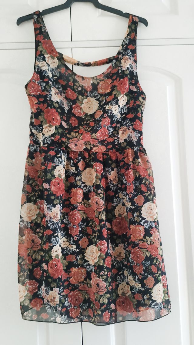 Vestido floral - Negro y multicolor