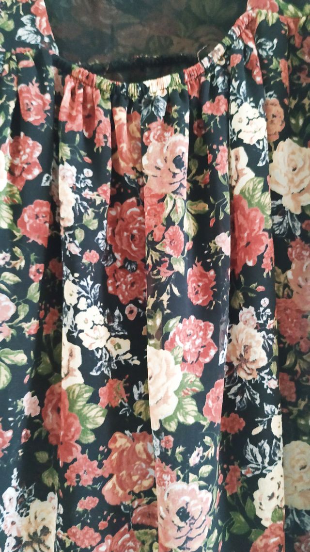 Vestido floral - Negro y multicolor