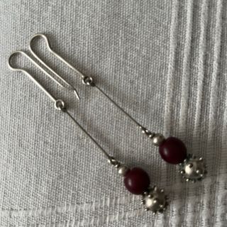 Pendientes largos plata rojos