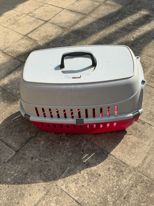 Transportín mascotas gris-rosa