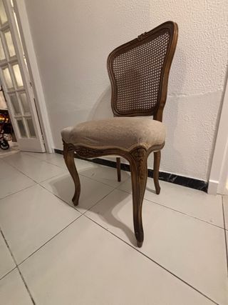 4 sillas Luis XV | mimbre & madera