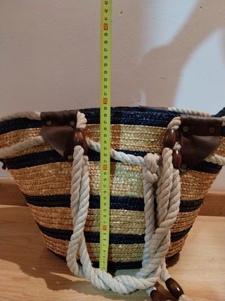 Bolso playa rayas beige-azul