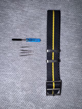 Correa reloj NATO negra-amarilla