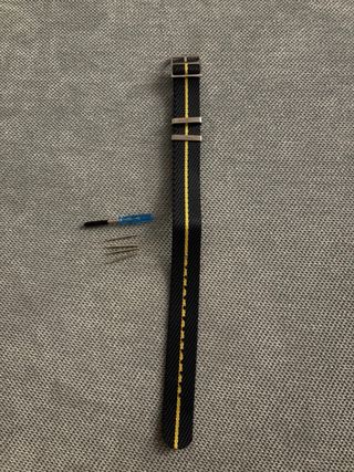 Correa reloj NATO negra-amarilla