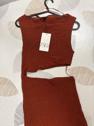 Vestido Zara marrón- cut out