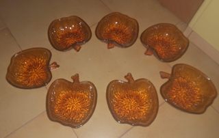 6 Ciotole Vetro Marrone a Forma di Mela