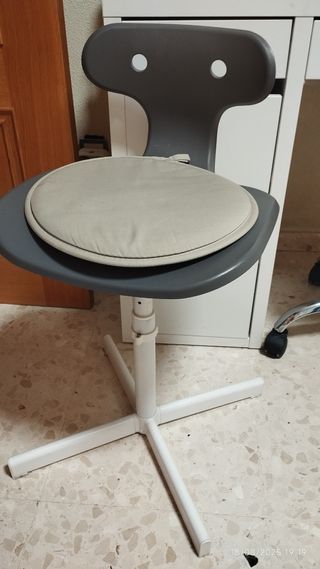 Silla escritorio infantil gris-beige regulable alt