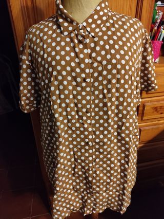 Blusa Mango topos - marrón y blanco