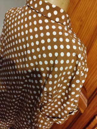 Blusa Mango topos - marrón y blanco
