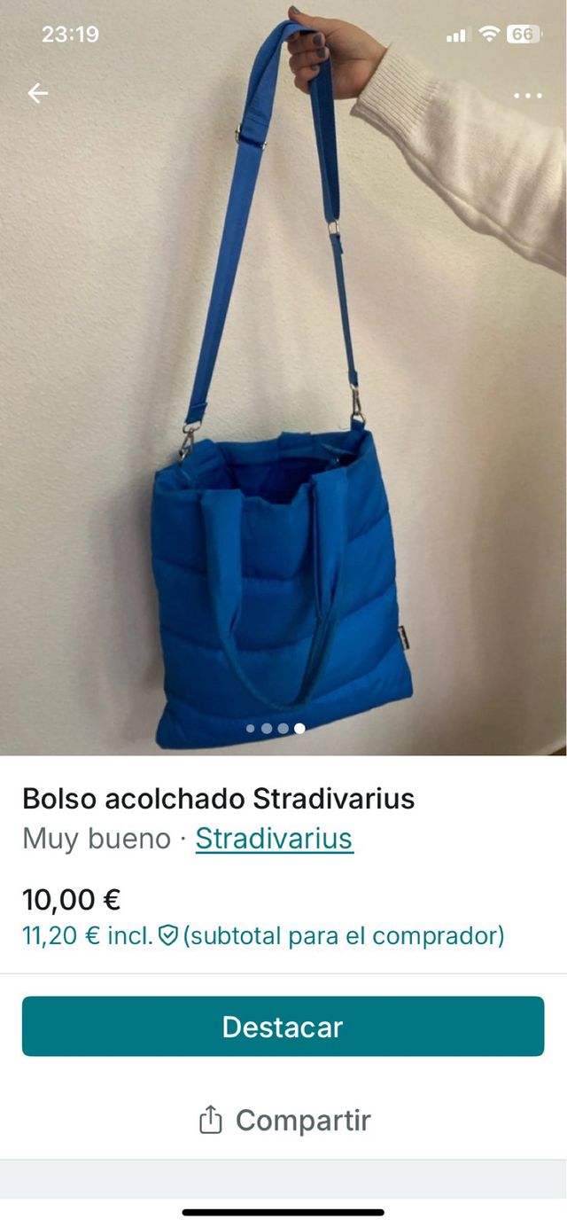 Bolso acolchado Stradivarius azul