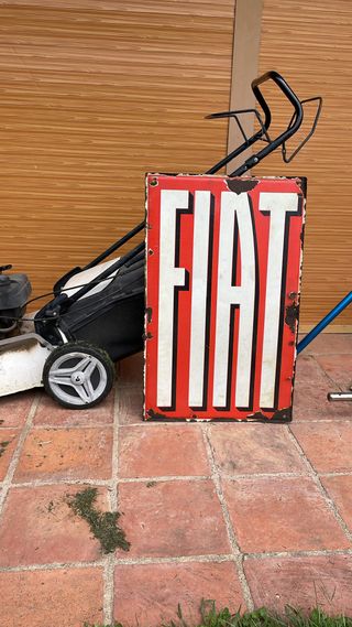 Cartel antiguo Fiat esmaltado muy grande