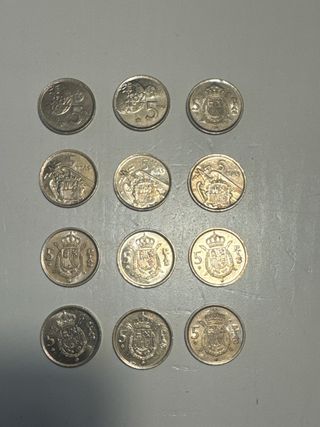 12 Monedas 5 Pesetas España