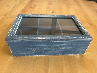 Caja té madera cristal vintage