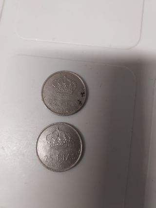 2 Monedas 25 Pesetas España 1984