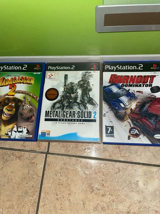 3 Juegos PS2 - Metal Gear, Madagascar, Burnout