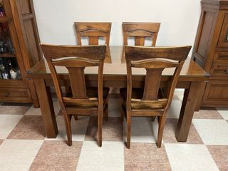 Mesa madera maciza + 4 sillas