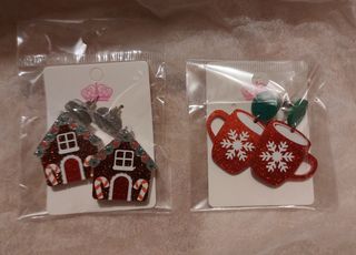 Pendientes Navidad casas y tazas