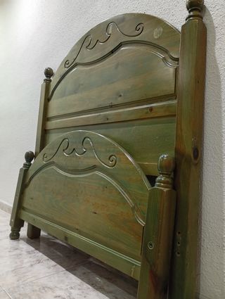 Cabecero y piecera cama madera verde