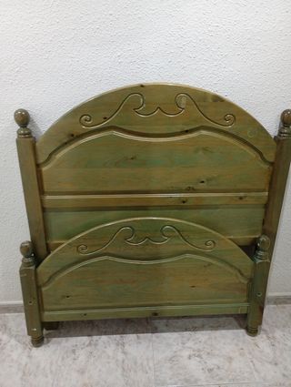 Cabecero y piecera cama madera verde