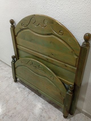 Cabecero y piecera cama madera verde