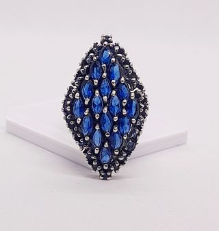 Anello zaffiro blu argento 925