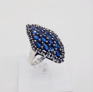 Anello zaffiro blu argento 925