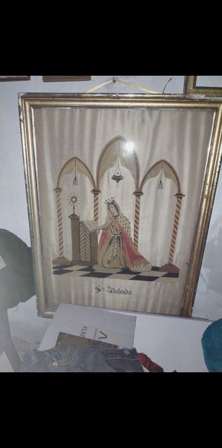 Cuadro Sg. XIX con joyas Santa Adelaida emperatriz