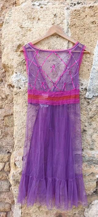 Vestido lencería vintage rosa-morado