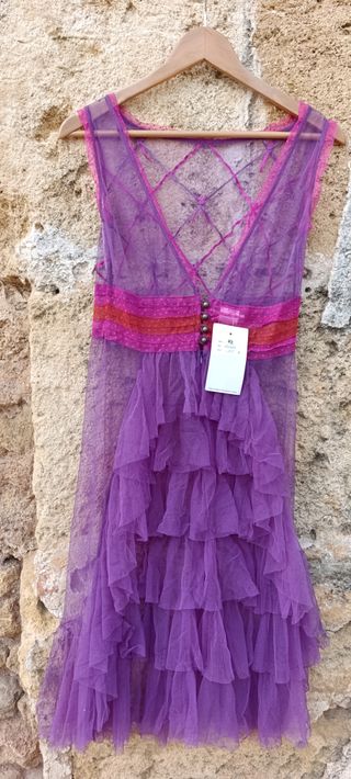 Vestido lencería vintage rosa-morado