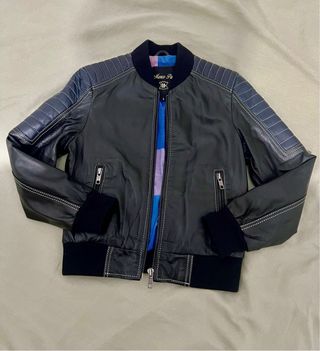Chaqueta cuero negra original de cuero de niños 
